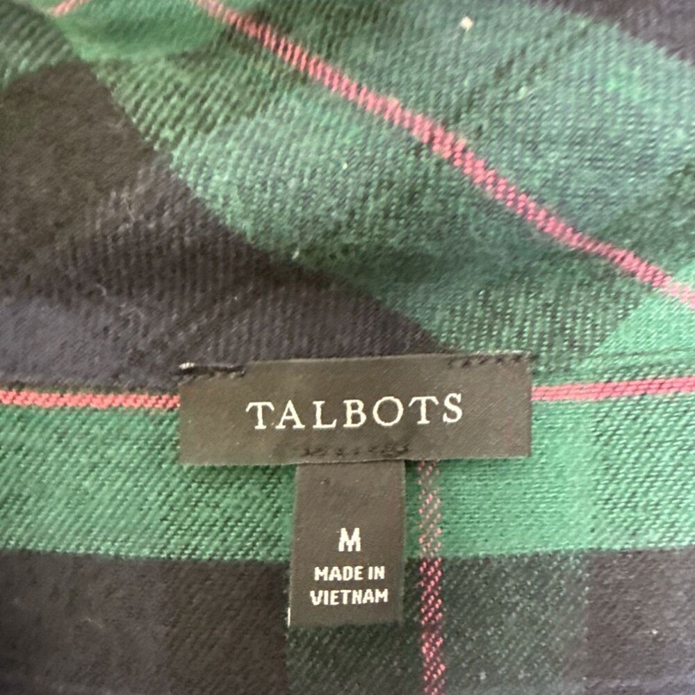 Talbots Green & Navy Plaid Pajama Set with Pink Piping - Picture 3 of 16